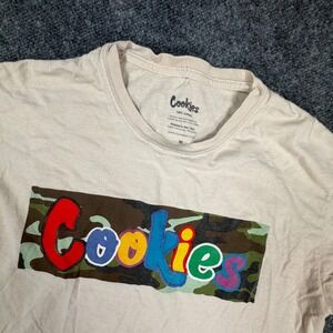 Cookies SF Mens‎ Camo Box Logo Graphic T-Shirt Tan Size Medium S/S Tee 0537